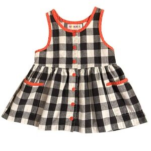 Vintage Gymboree Buffalo Check Plaid Dress X-Small Rainbow Tag 90s Y2K